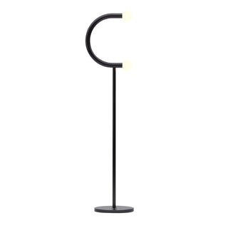 C Curved Black Metal & Opal Glass Floor Lamp