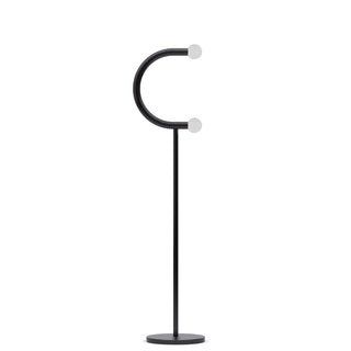 C Curved Black Metal & Opal Glass Floor Lamp