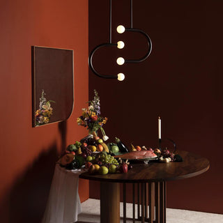 C Curved Black Metal & Opal Glass Pendant Light