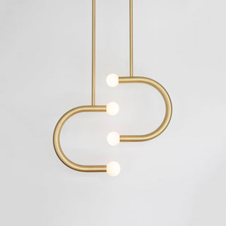 C Curved Black Metal & Opal Glass Pendant Light