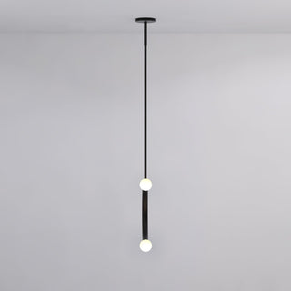 C Curved Black Metal & Opal Glass Pendant Light