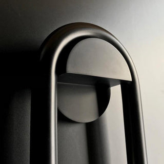 Curved Black Metal & Opal Glass Sconce