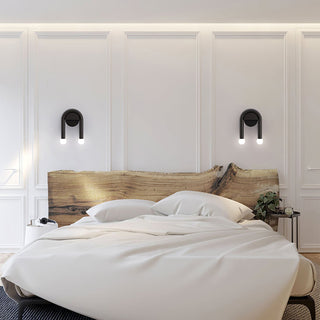 Curved Black Metal & Opal Glass Sconce