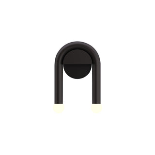 Curved Black Metal & Opal Glass Sconce