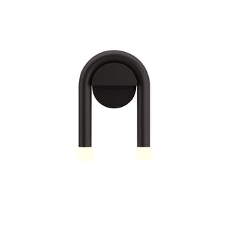 Curved Black Metal & Opal Glass Sconce