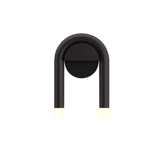 Curved Black Metal & Opal Glass Sconce
