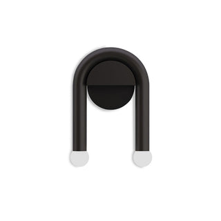 Curved Black Metal & Opal Glass Sconce