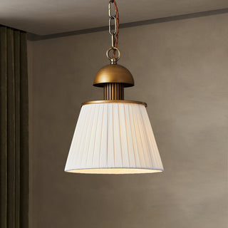 Elsa Pleated Ceramic Brass Pendant Light