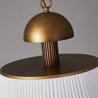 Elsa Pleated Ceramic Brass Pendant Light