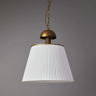Elsa Pleated Ceramic Brass Pendant Light
