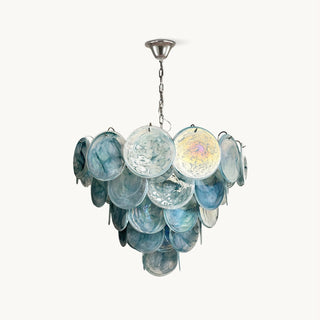 Camisa Tiered Blue Swirl Glass Disc Chandelier