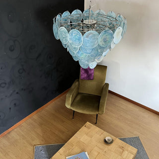 Camisa Tiered Blue Swirl Glass Disc Chandelier