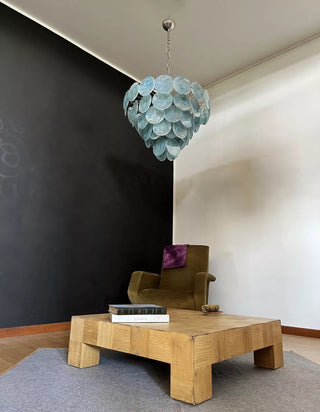 Camisa Tiered Blue Swirl Glass Disc Chandelier