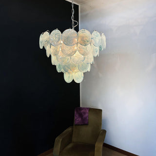 Camisa Tiered Blue Swirl Glass Disc Chandelier