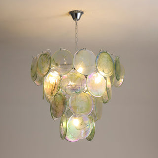 Camisa Tiered Blue Swirl Glass Disc Chandelier