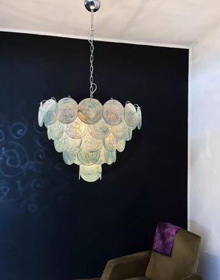 Camisa Tiered Blue Swirl Glass Disc Chandelier