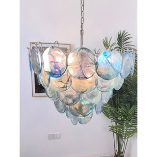 Camisa Tiered Blue Swirl Glass Disc Chandelier