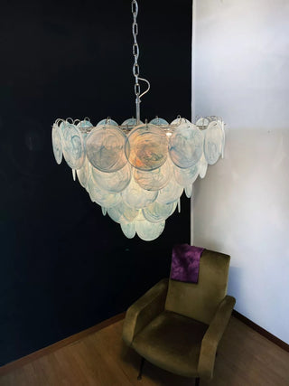 Camisa Tiered Blue Swirl Glass Disc Chandelier