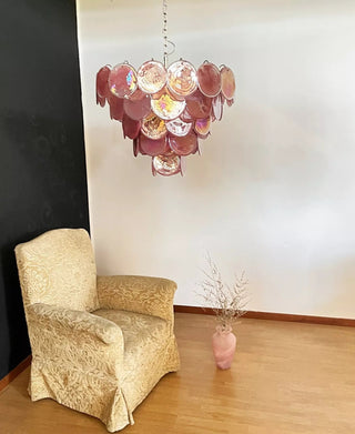 Camisa Tiered Blue Swirl Glass Disc Chandelier
