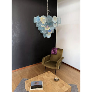 Camisa Tiered Blue Swirl Glass Disc Chandelier