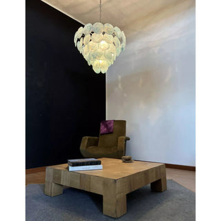 Camisa Tiered Blue Swirl Glass Disc Chandelier