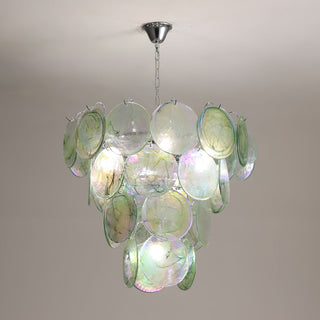 Camisa Tiered Blue Swirl Glass Disc Chandelier
