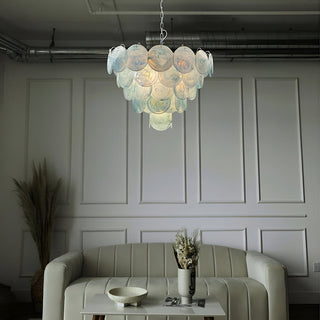 Camisa Tiered Blue Swirl Glass Disc Chandelier