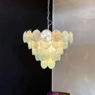 Camisa Tiered Blue Swirl Glass Disc Chandelier