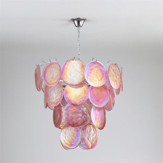 Camisa Tiered Blue Swirl Glass Disc Chandelier