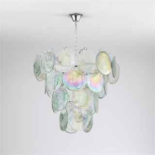 Camisa Tiered Blue Swirl Glass Disc Chandelier