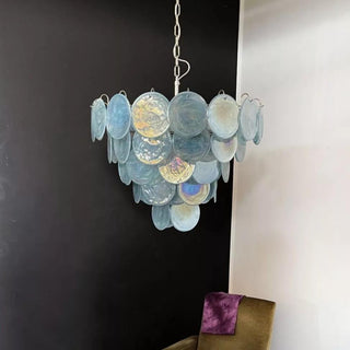 Camisa Tiered Blue Swirl Glass Disc Chandelier