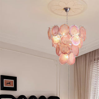 Camisa Tiered Blue Swirl Glass Disc Chandelier