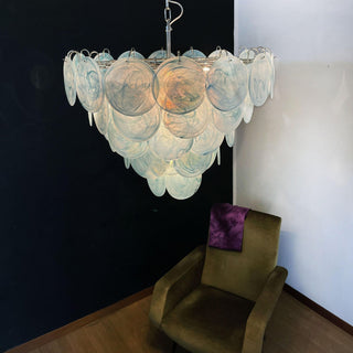 Camisa Tiered Blue Swirl Glass Disc Chandelier