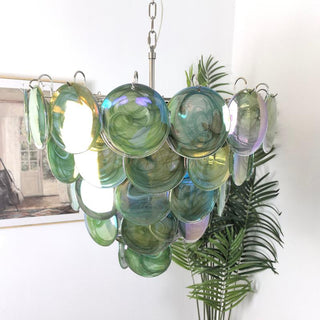 Camisa Tiered Blue Swirl Glass Disc Chandelier