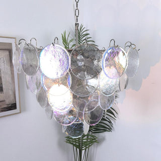 Camisa Tiered Blue Swirl Glass Disc Chandelier