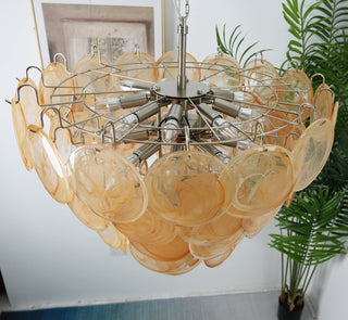 Camisa Tiered Blue Swirl Glass Disc Chandelier
