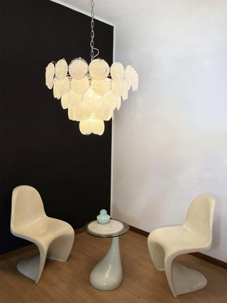 Camisa Tiered Blue Swirl Glass Disc Chandelier
