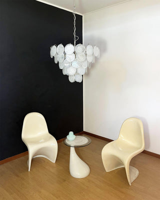 Camisa Tiered Blue Swirl Glass Disc Chandelier