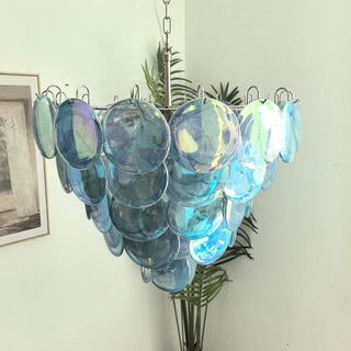Camisa Tiered Blue Swirl Glass Disc Chandelier