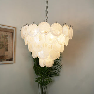 Camisa Tiered Blue Swirl Glass Disc Chandelier