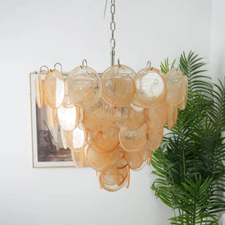 Camisa Tiered Blue Swirl Glass Disc Chandelier