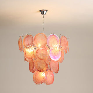 Camisa Tiered Blue Swirl Glass Disc Chandelier