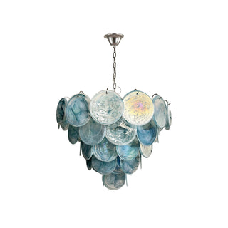 Camisa Tiered Blue Swirl Glass Disc Chandelier