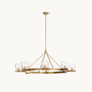 Carlton Antique Brass Clear Glass Chandelier
