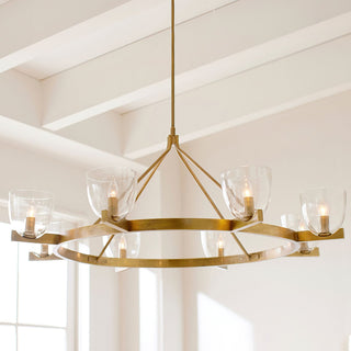 Carlton Antique Brass Clear Glass Chandelier