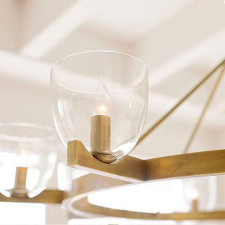 Carlton Antique Brass Clear Glass Chandelier