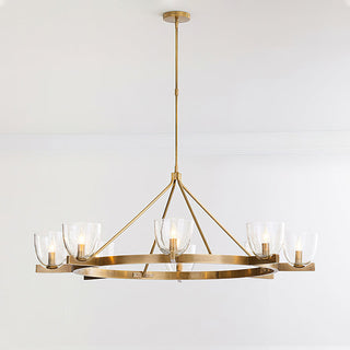 Carlton Antique Brass Clear Glass Chandelier