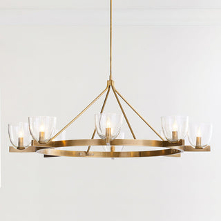 Carlton Antique Brass Clear Glass Chandelier