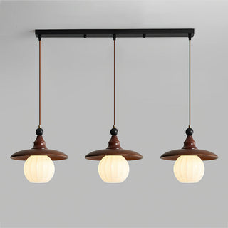 Nora Ribbed Glass & Wood Pendant Light