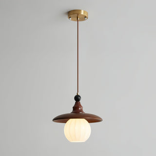 Nora Ribbed Glass & Wood Pendant Light